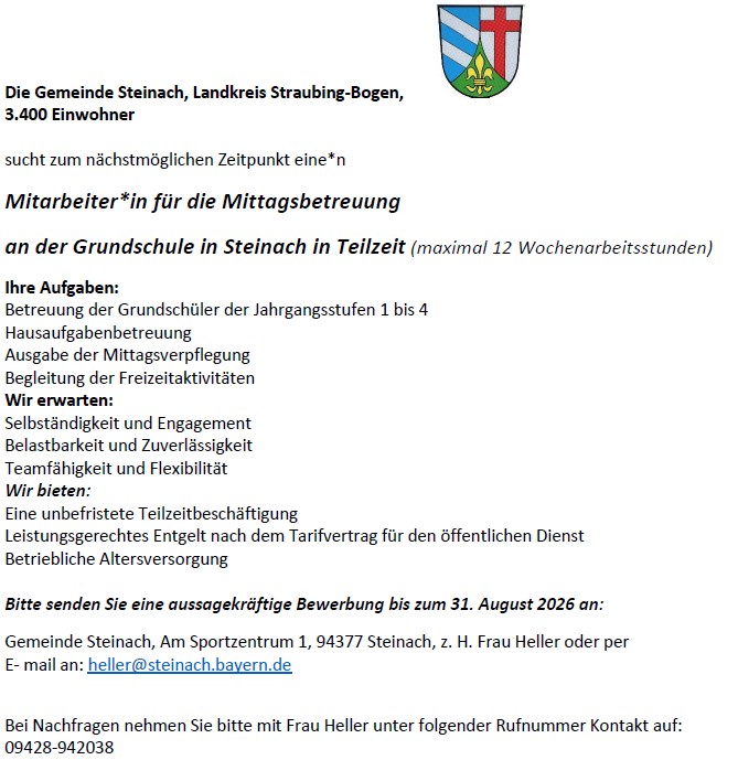 Stellenausschreibung Mittagsbetreuung